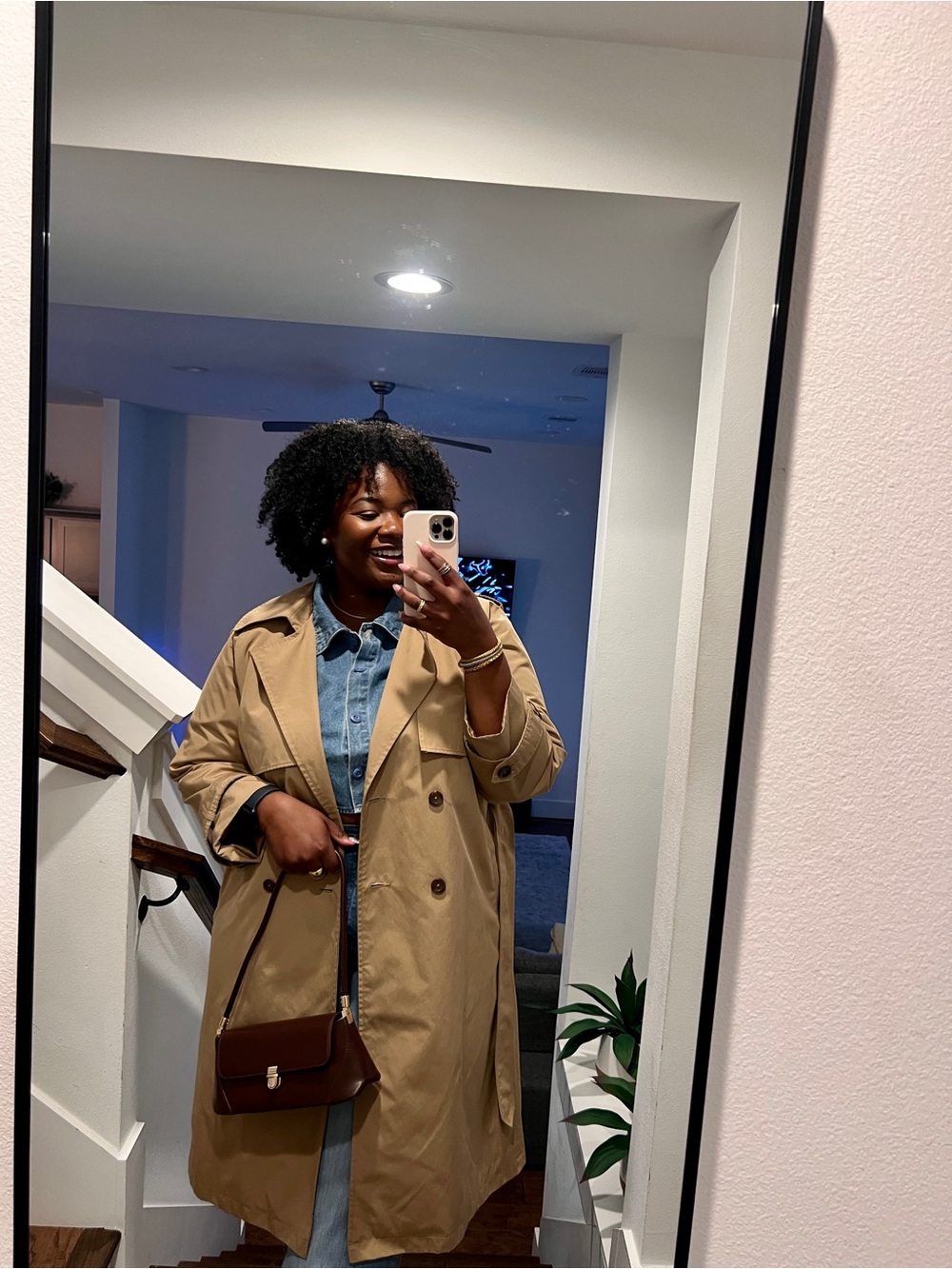 Abercrombie & Fitch Tan Double-Breasted Trench Coat